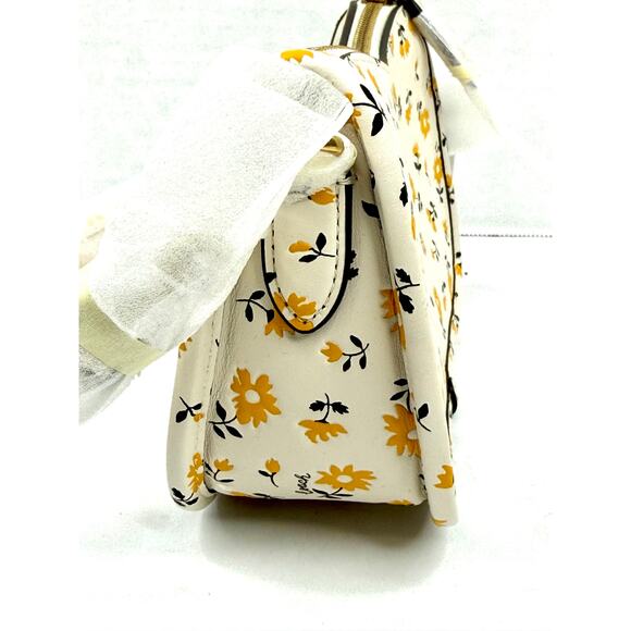 COACH Swinger 20 Floral Print Leather Bag Color is Chalk Multi NWT - Picture 6 of 11